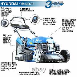 HYUNDAI Petrol Lawnmower Self Propelled ELECTRIC START 53cm 21 Cut HYM530SPE