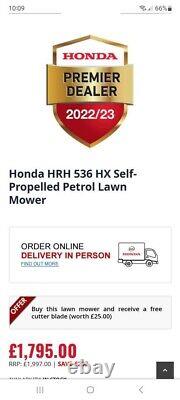 Honda HRH 536 Pro 21 Heavy Duty Self Propelled Wheeled Petrol Lawn Mower