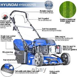 Hyundai HYM430SPER Self-Propelled Petrol Roller Lawnmower 430mm 139cc 4-stroke