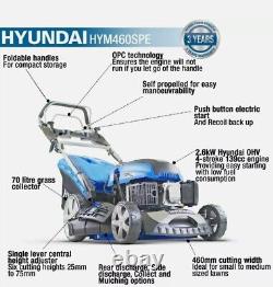 Hyundai HYM460SPE Petrol Self Propelled Lawn Mower 46cm/18in Elec Start
