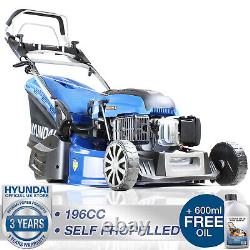 Hyundai Self Propelled Rear Roller Petrol Lawnmower 53cm 21 Cut And Extras