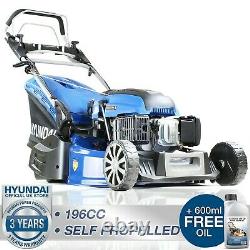 Hyundai Self Propelled Rear Roller Petrol Lawnmower 53cm 21 Cut Lawn Mower