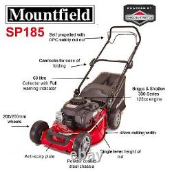 Mountfield Sp185 Petrol Lawnmower Self Propelled 46cm Blade 60l Collector Box