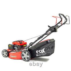 Petrol Lawn Mower Fox Quad-Cut 22 Electric Start Self Propelled & Jerry Can