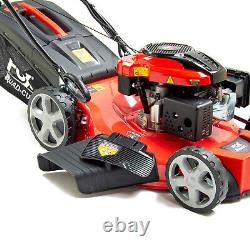 Petrol Lawn Mower Fox Quad-Cut 22 Electric Start Self Propelled & Jerry Can