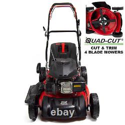 Petrol Lawn Mower Self Propelled 4 Blades Fox 18 46cm Lawnmower & Jerry Can