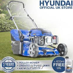 Roller Lawn Mower Petrol Self Propelled Lawnmower 17 43cm Oil Included HYUNDAI